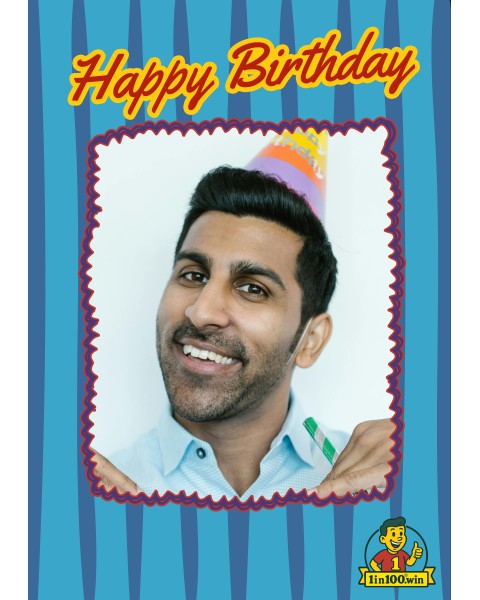 Happy Birthday Photo Card (Stripes)