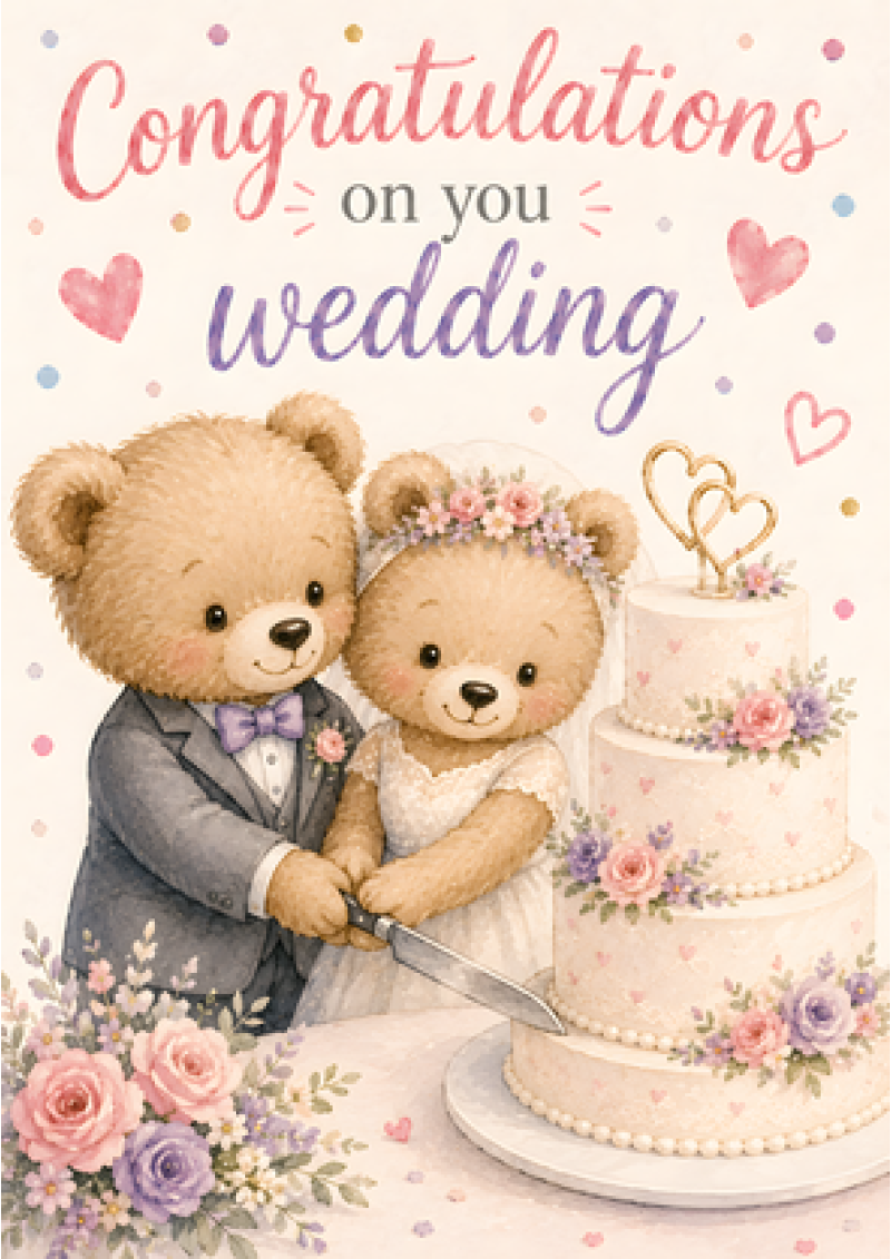 Congratulations On Your Wedding (Bears Cutting Cake)