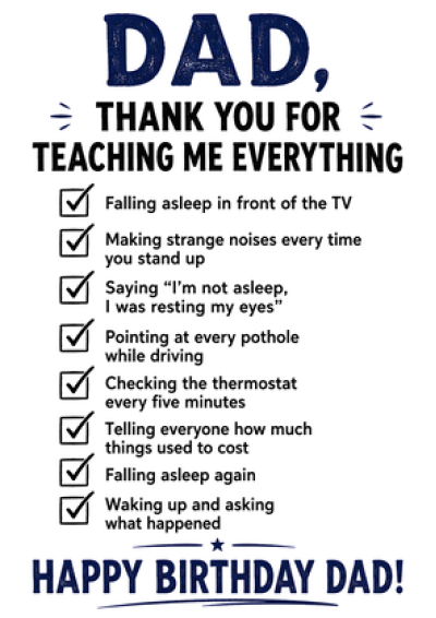 Dad Thank You List Birthday