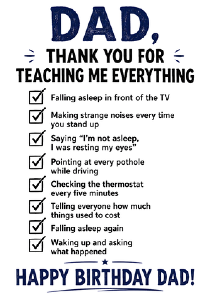 Dad Thank You List Birthday