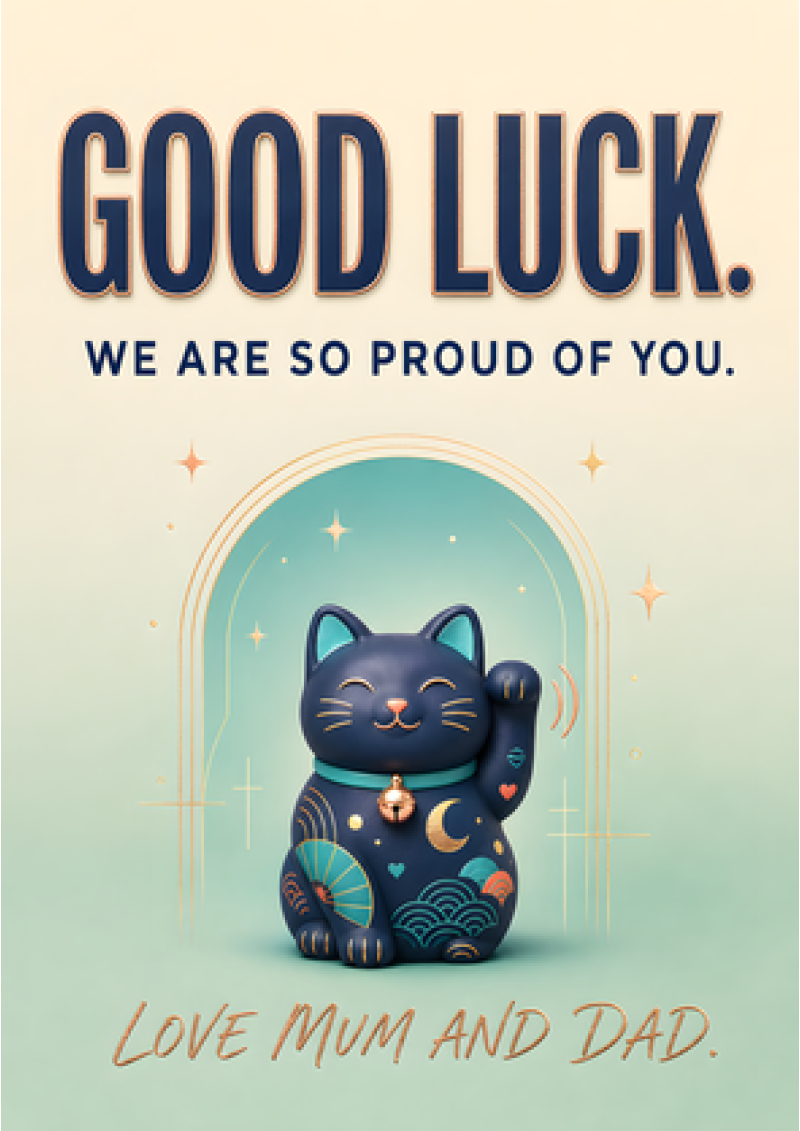 Good Luck, Love Mum And Dad