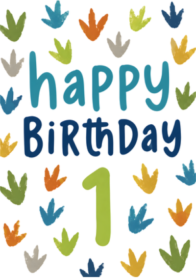 Happy 1st Birthday - Dinosaur Footprints