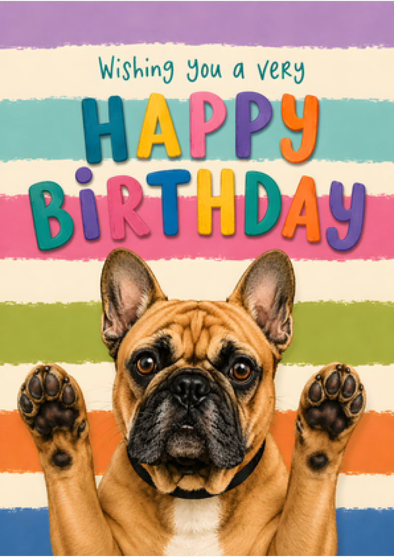 Happy Birthday - French Bulldog Paws