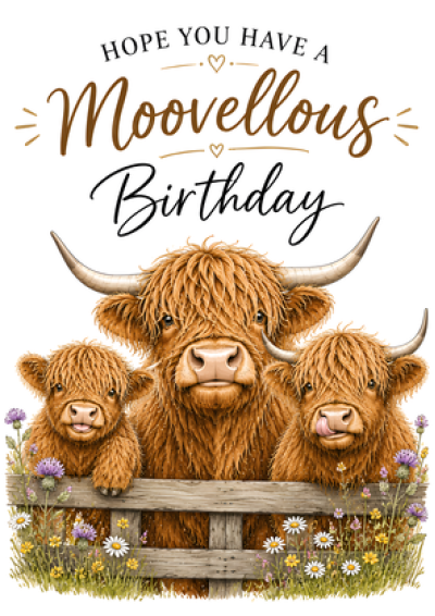 Moovellous Birthday (Highland Cows)