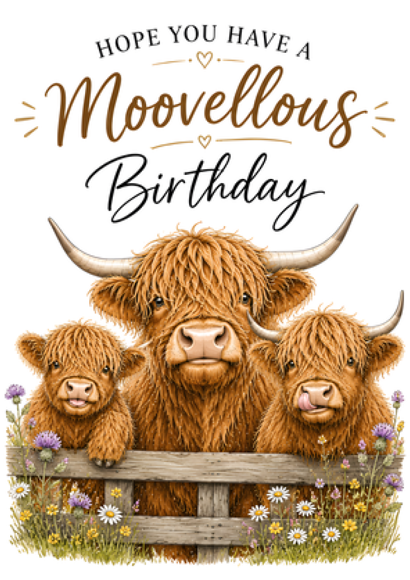 Moovellous Birthday (Highland Cows)