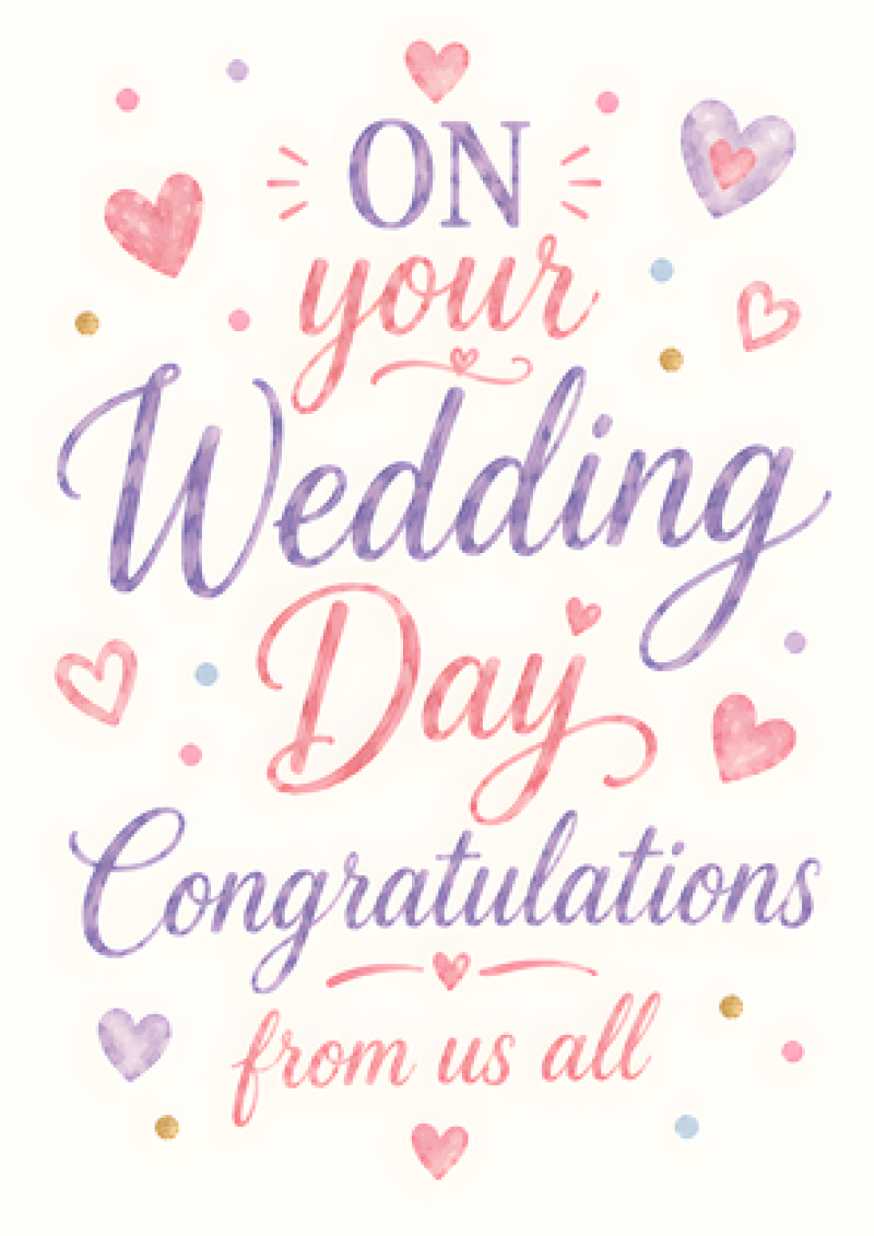 On Your Wedding Day — Congratulations From Us All