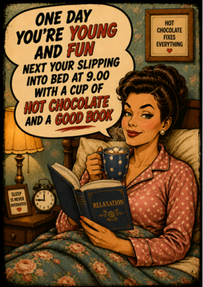 One Day Young, The Next in Bed by Nine With Hot Chocolate