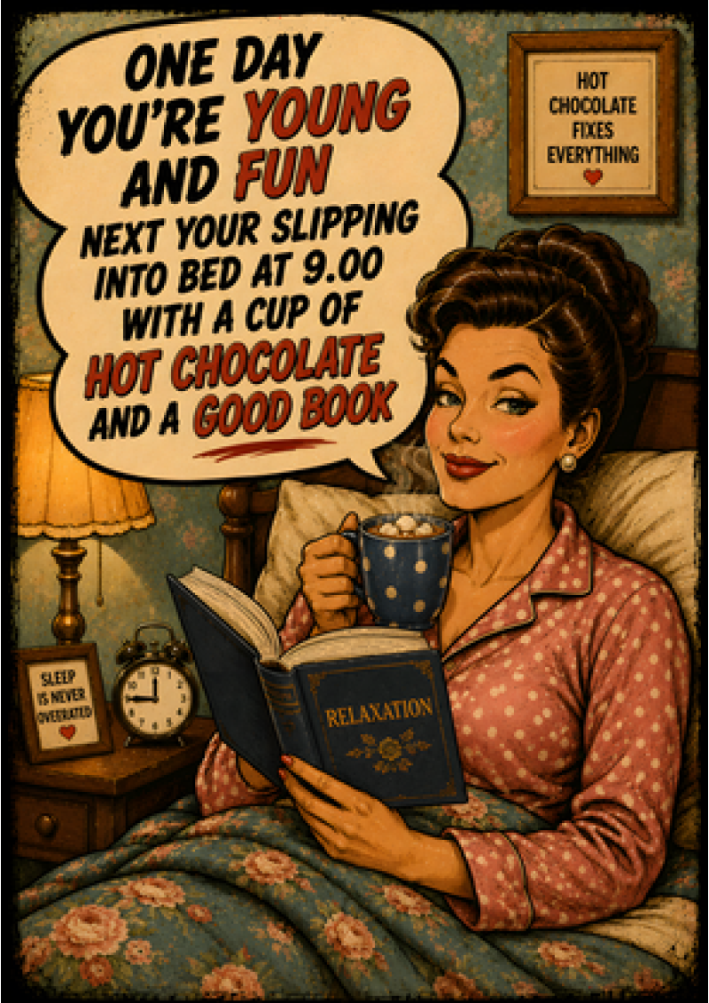 One Day Young, The Next in Bed by Nine With Hot Chocolate