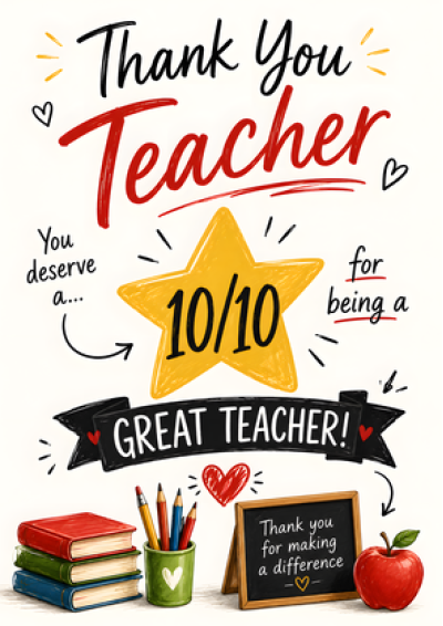Thank You Teacher Ten Out Of Ten