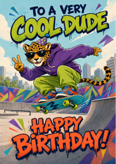 To A Very Cool Dude (Skateboarding Leopard)
