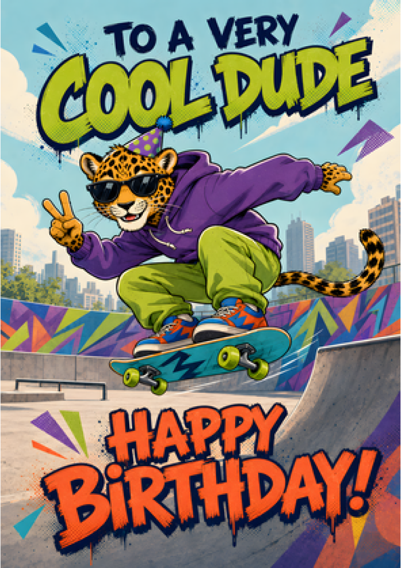 To A Very Cool Dude (Skateboarding Leopard)