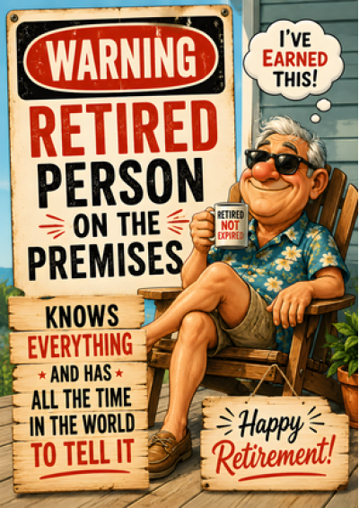 Warning: Retired Person On The Premises