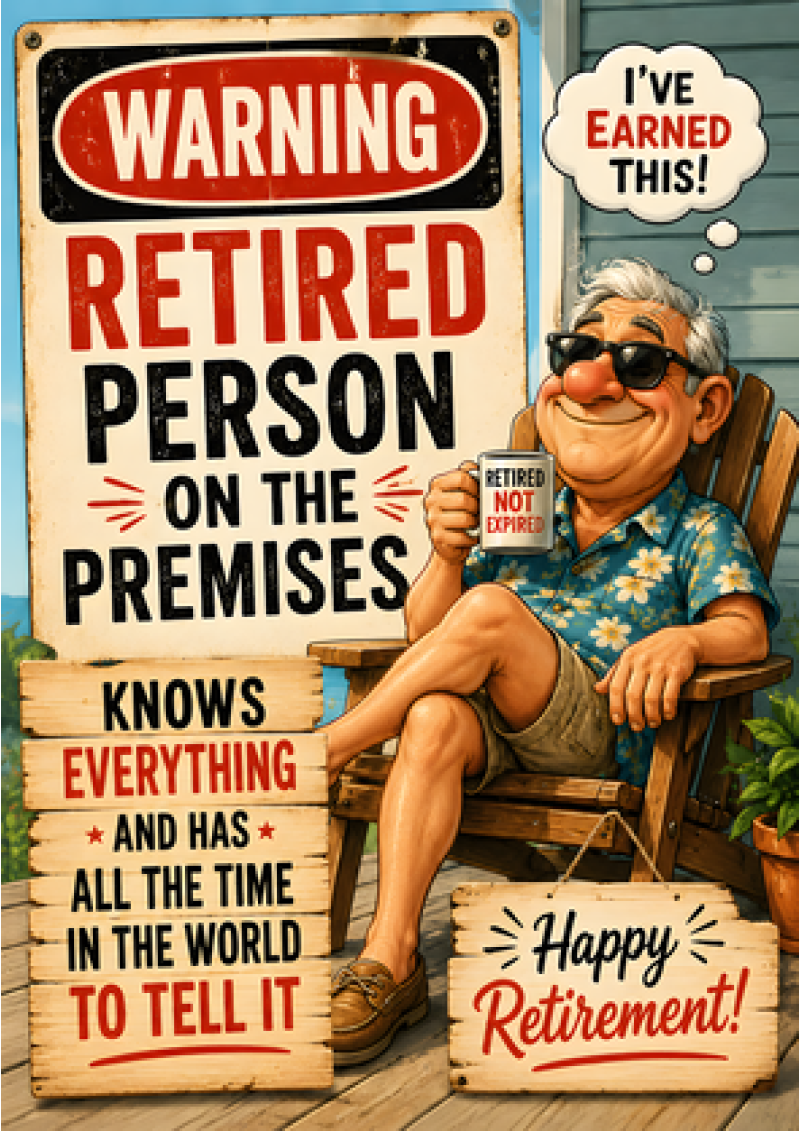 Warning: Retired Person On The Premises