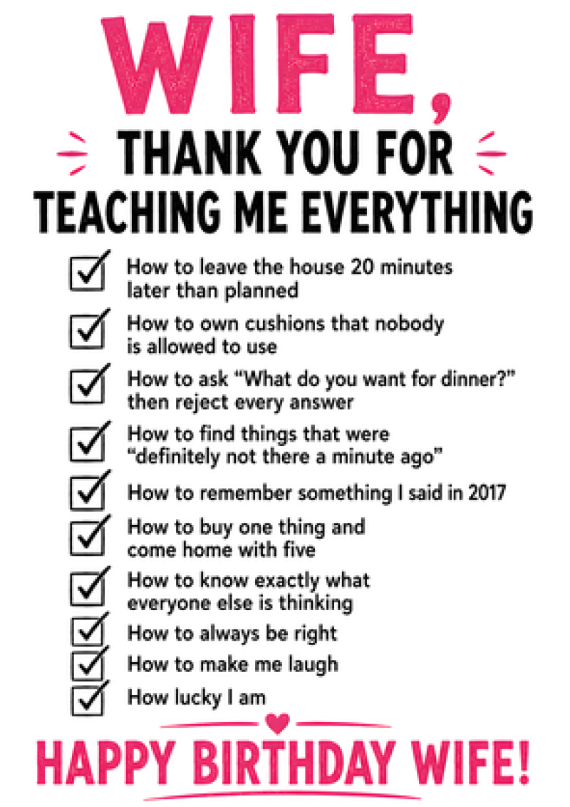 Wife Thank You List Birthday