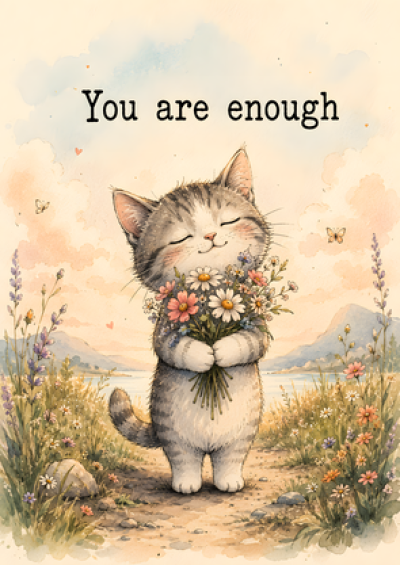 You Are Enough (Kitten With Flowers)